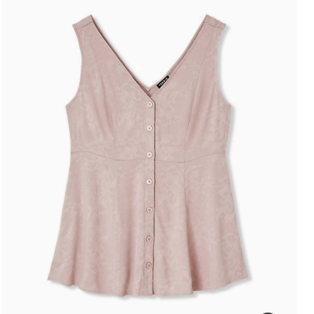 Torrid- Fit And Flare Jacquard Button-Front Tank
